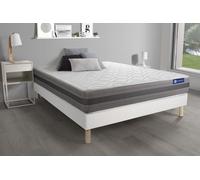 Ensemble Matelas Actimemo Relax Memoire De Forme 140x190 Cm Maxi Epaisseur 5zones De Confort + Sommier Kit Blanc