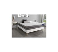 Ensemble Matelas Actimemo Relax Memoire De Forme 200x200 Cm Maxi Epaisseur 5zones De Confort + Sommier Kit Blanc