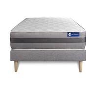 Ensemble Matelas Actimemo Relax Memoire De Forme 90x200 Cm Maxi Epaisseur 5zones De Confort + Sommier Kit Gris