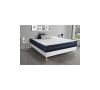 Ensemble matelas ACTIMEMO TECH 200x200 Mémoire de forme Maxi épaisseur 5zones de confort + sommier KIT blanc