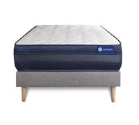 Ensemble matelas ACTIMEMO TECH 80x200 Memoire de forme Maxi epaisseur 5zones de confort + sommier KIT gris