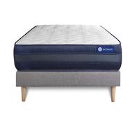 Ensemble Matelas Actimemo Tech 90x200 Memoire De Forme Maxi Epaisseur 5zones De Confort + Sommier Kit Gris