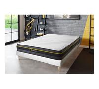 Ensemble matelas ACTIVE + sommier kit blanc 140 x 190 cm - Ferme - Mousse Haute Résilience - Accueil enveloppant