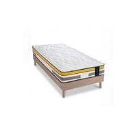 Ensemble Matelas AUBERTIN et Sommier SELENA - Naturel - 90x190 cm