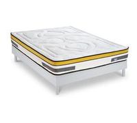 Ensemble Matelas Aubertin Ressorts ensachés Accueil mémoire et sommier kit bois blanc - 160 x 200 cm