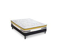 Ensemble Matelas Aubertin Ressorts ensachés Accueil mémoire et sommier kit bois noir - 90 x200 cm