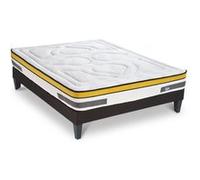 Ensemble Matelas Aubertin Ressorts ensachés Accueil mémoire et sommier tissu gris - 160 x 200 cm