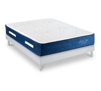 Ensemble Matelas Dolce Vita Ressorts ensachés Accueil mémoire 28cm et Sommier Bois Blanc 180x200cm