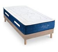 Ensemble Matelas Dolce Vita Ressorts ensachés Accueil mémoire 28cm et Sommier Kit Bois 90x190cm