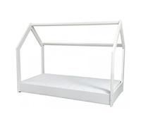 My Velinda Ensemble matelas ECO+ Lit maison cabane 160x80 cm Blanc