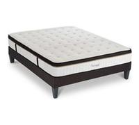 Ensemble Matelas Emeraude Mousse Accueil Mémoire de Forme et sommier tissu gris - 140 x 190 cm