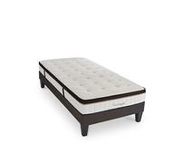 Ensemble Matelas Emeraude Mousse Accueil Mémoire de Forme et sommier tissu gris - 90 x 190 cm