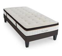 Ensemble Matelas Emeraude Mousse Accueil Mémoire de Forme et sommier tissu gris - 90 x 200 cm