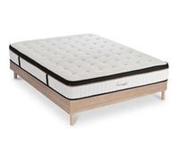 Ensemble Matelas Emeraude Mousse Accueil mémoire moelleux - 24 cm et Sommier Bois - 140 x 190 cm