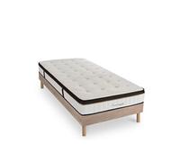 Ensemble Matelas Emeraude Mousse Accueil mémoire moelleux - 24 cm et Sommier Bois - 90 x 200 cm