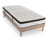 Ensemble Matelas Emeraude Mousse Accueil mémoire moelleux - 24 cm et Sommier Bois - 90 x 200 cm
