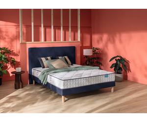 Ensemble matelas et sommier 120 x 200 cm chine bleu nuit - Merinos Cheer Bed