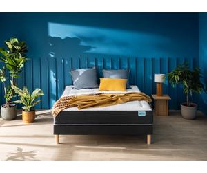 Ensemble matelas et sommier 140 x 190 cm chine gris anthracite - Merinos Easy enveloppant