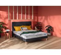 Ensemble matelas et sommier 140 x 190 cm chine gris anthracite - Merinos Happy Lit
