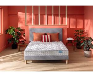 Ensemble matelas et sommier 140 x 190 cm chine gris clair - Merinos Morning Routine