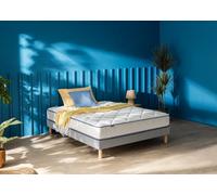 Ensemble matelas et sommier 140 x 190 cm chine gris clair - Merinos Sweety