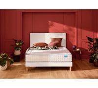 Ensemble matelas et sommier 140 x 190 cm tisse sable blanc - Merinos Beauty Bed