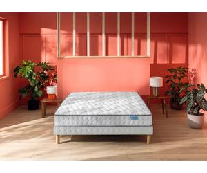 Ensemble matelas et sommier 160 x 200 cm blanc - Merinos Morning Routine