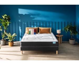 Ensemble matelas et sommier 160 x 200 cm chine gris anthracite - Merinos Easy tonique