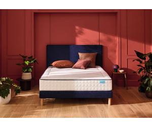 Ensemble matelas et sommier 90 x 190 cm chine bleu nuit - Merinos Beauty Bed
