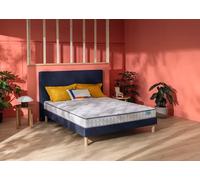Ensemble matelas et sommier 90 x 190 cm chine bleu nuit - Merinos Happy Lit