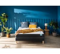Ensemble matelas et sommier 90 x 200 cm chine gris anthracite - Merinos Easy enveloppant