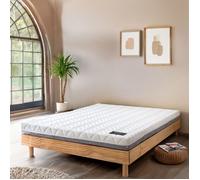 Ensemble matelas ferme mousse Tranquillité 2.0 + Sommier kit adulte en bois massif bois clair 140x190 - Bois clair - Terre de Nuit