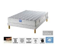 Ensemble matelas Forum Visco BELLE LITERIE 140x190 + sommier tapissier + jeu de 4 pieds offerts