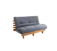 Ensemble matelas futon en coton et structure en bois massif naturel 160x200 Gris