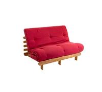 Ensemble matelas futon en coton et structure en bois massif naturel 160x200 Rouge