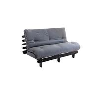 Ensemble matelas futon en coton et structure en bois massif noir 140x200 Gris