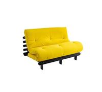 Ensemble matelas futon en coton et structure en bois massif noir 160x200 Ocre