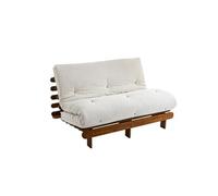 Ensemble matelas futon en coton et structure en bois massif noisette 140x200 Ecru