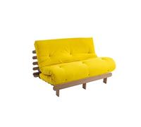 Ensemble matelas futon en coton et structure en bois massif taupe 140x200 Ocre