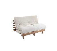 Ensemble matelas futon en coton et structure en bois massif taupe 160x200 Ecru
