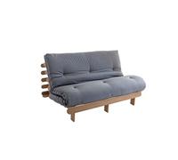 Ensemble matelas futon en coton et structure en bois massif taupe 160x200 Gris