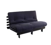 Ensemble matelas futon - TERRE DE NUIT - 160x200 cm - Coton - Bois massif noir - 13 cm d'épaisseur