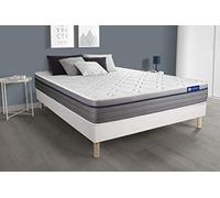 Ensemble Matelas Hybride avec Sommier Kit : 200 x 200 cm - Matelas pour 2 Personnes- Épaisseur : 26 cm - Accueil à mémoire de Forme - Soutien : Ferme - Confort : Équilibré - 7 Zones de Confort