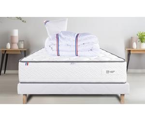 Ensemble matelas Iris mousse ferme 20 cm sommier 13 cm : 140 x 200 cm/Avec sommier oreillers couette et matelas