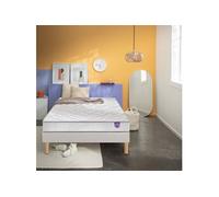 Ensemble matelas junior mousse Clear, sommier en kit déco et pieds 140x190