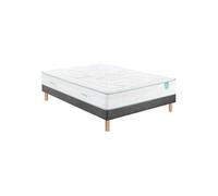 Ensemble Merinos matelas latex 100% naturel 7 zones Cozygreen 2, sommier Pencil medium et pieds 140x190