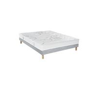 - Ensemble Matelas Latex 140x210 cm - MORPHOZONE 210, Sommier Tradition Graphic et Pieds - Très Ferme - Epaisseur 21 cm - Frabrication Française