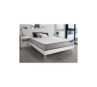 Ensemble Matelas Latex Et Memoire De Forme Actilatex Form 140x190 Cm 5zones De Confort + Sommier Kit Blanc