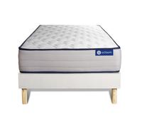 Ensemble matelas Latex et Mémoire de forme ACTILATEX FORM 90x190 cm 5zones de confort + sommier KIT blanc