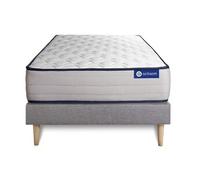 Ensemble matelas Latex et Memoire de forme ACTILATEX FORM 90x190 cm 5zones de confort + sommier KIT gris